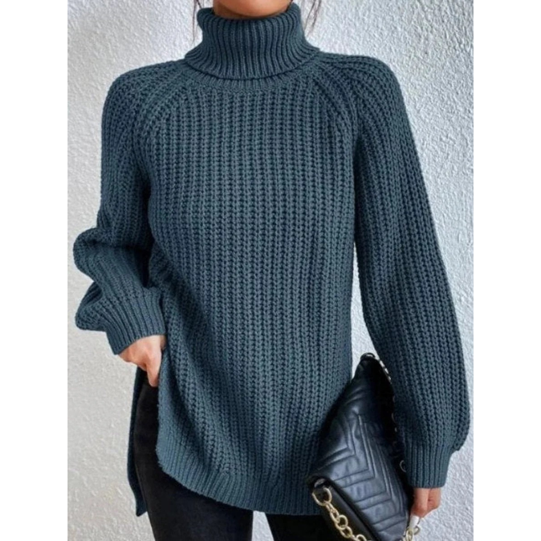 Esther | Damen Rollkragenpullover mit Grobstrick, Oversized Stil und Weitem Schnitt