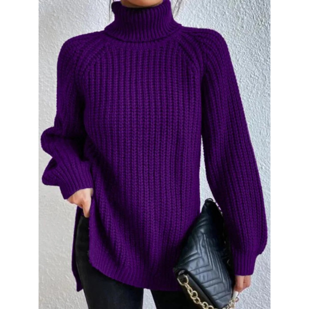 Esther | Damen Rollkragenpullover mit Grobstrick, Oversized Stil und Weitem Schnitt