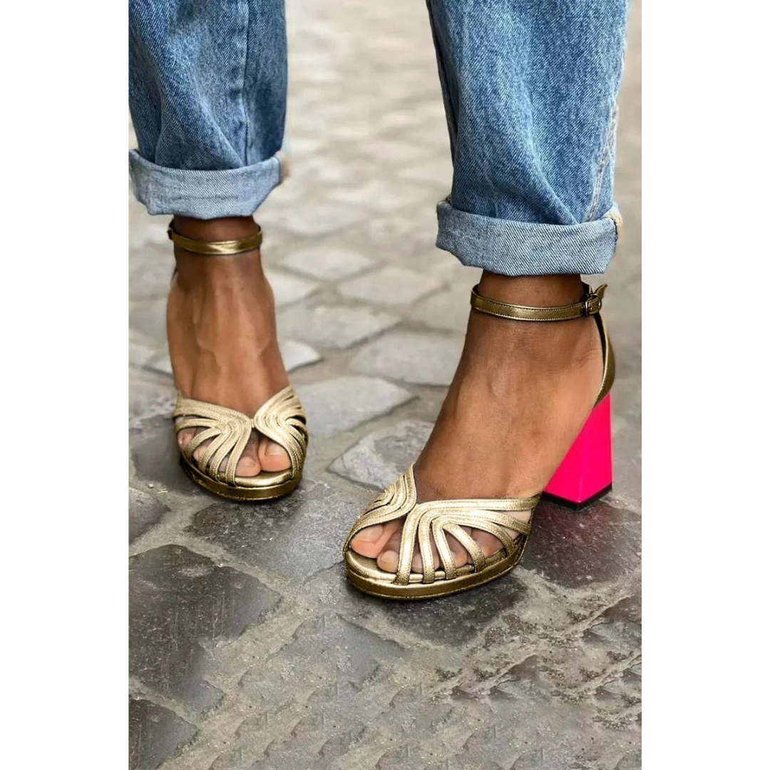 Eugenie | Goldene Damen Sandalen Für Besondere Anlässe