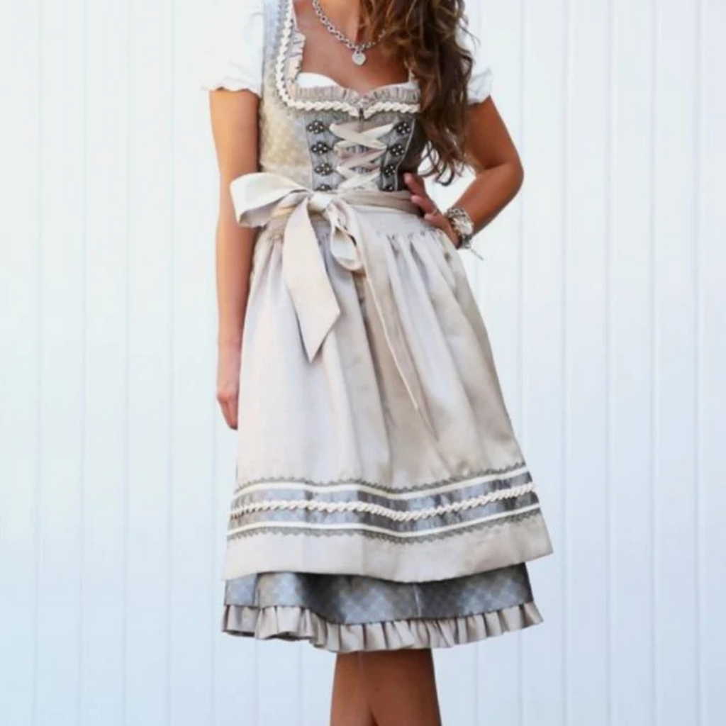 Evelina | Damen Oktoberfest Trachtenkleid Mit Hüft Schleife Und Rock Akzent