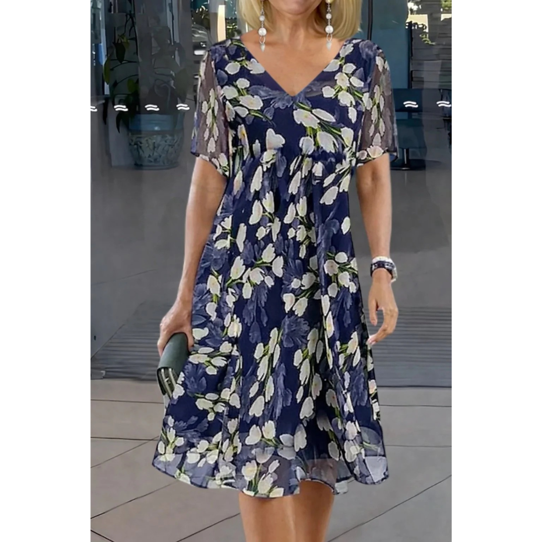 Evi | Florales Midi-Abendkleid in Große Größen