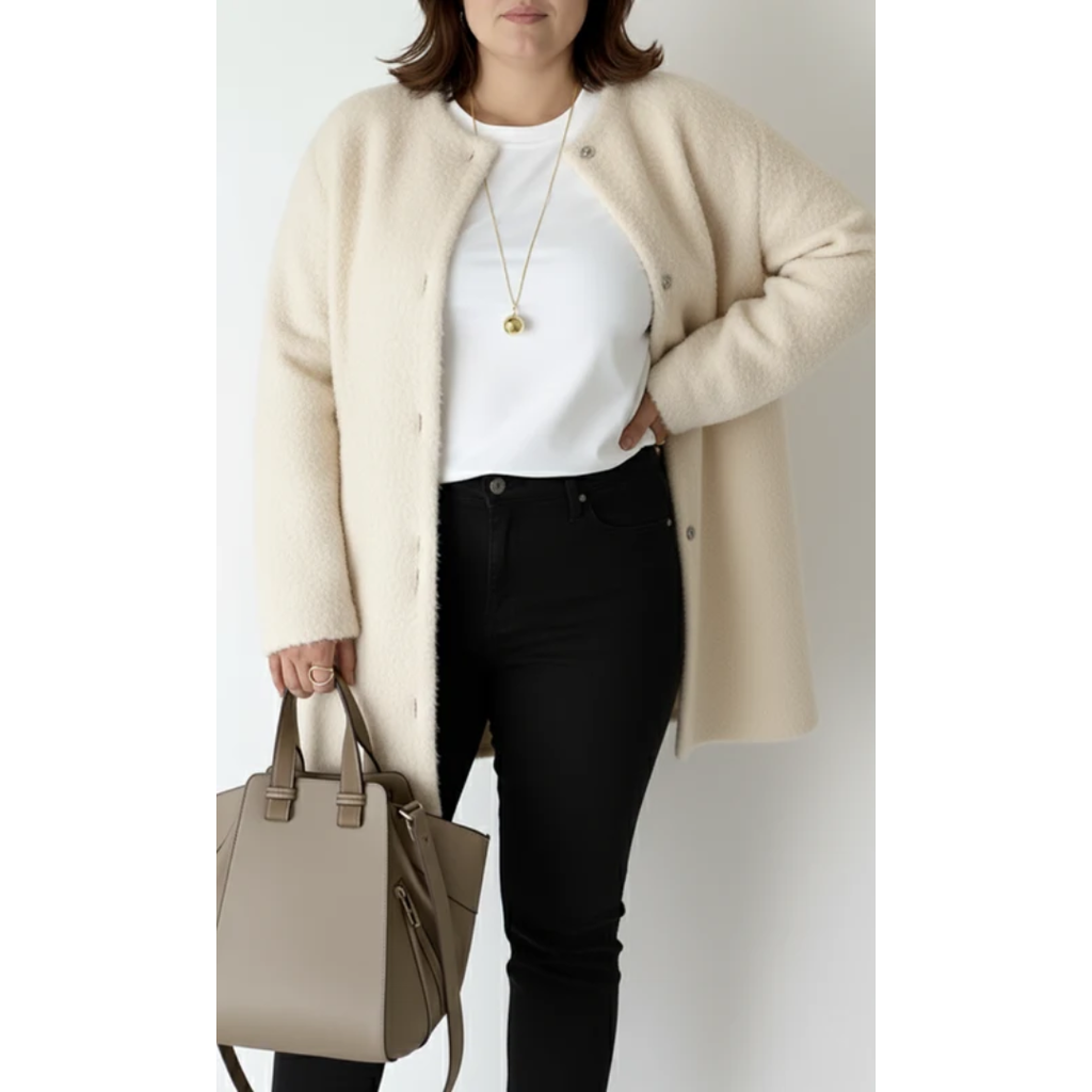 Fabienne | Damen Strickjacke für Große Größen mit Knöpfen vorne und Langarm