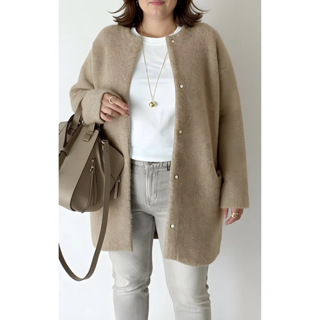 Fabienne | Damen Strickjacke für Große Größen mit Knöpfen vorne und Langarm