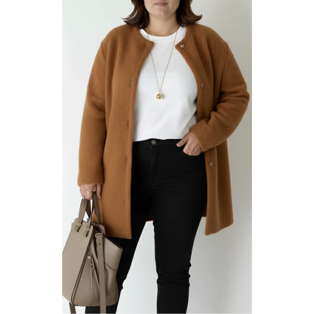 Fabienne | Damen Strickjacke für Große Größen mit Knöpfen vorne und Langarm