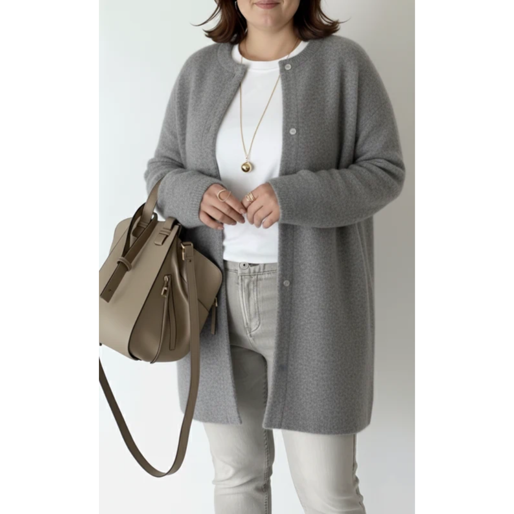 Fabienne | Damen Strickjacke für Große Größen mit Knöpfen vorne und Langarm