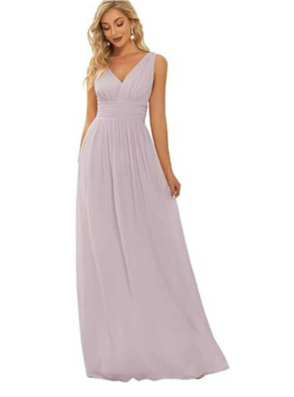 Festliches Damen Brautjungfernkleid mit V-Ausschnitt | Maxi Kleid