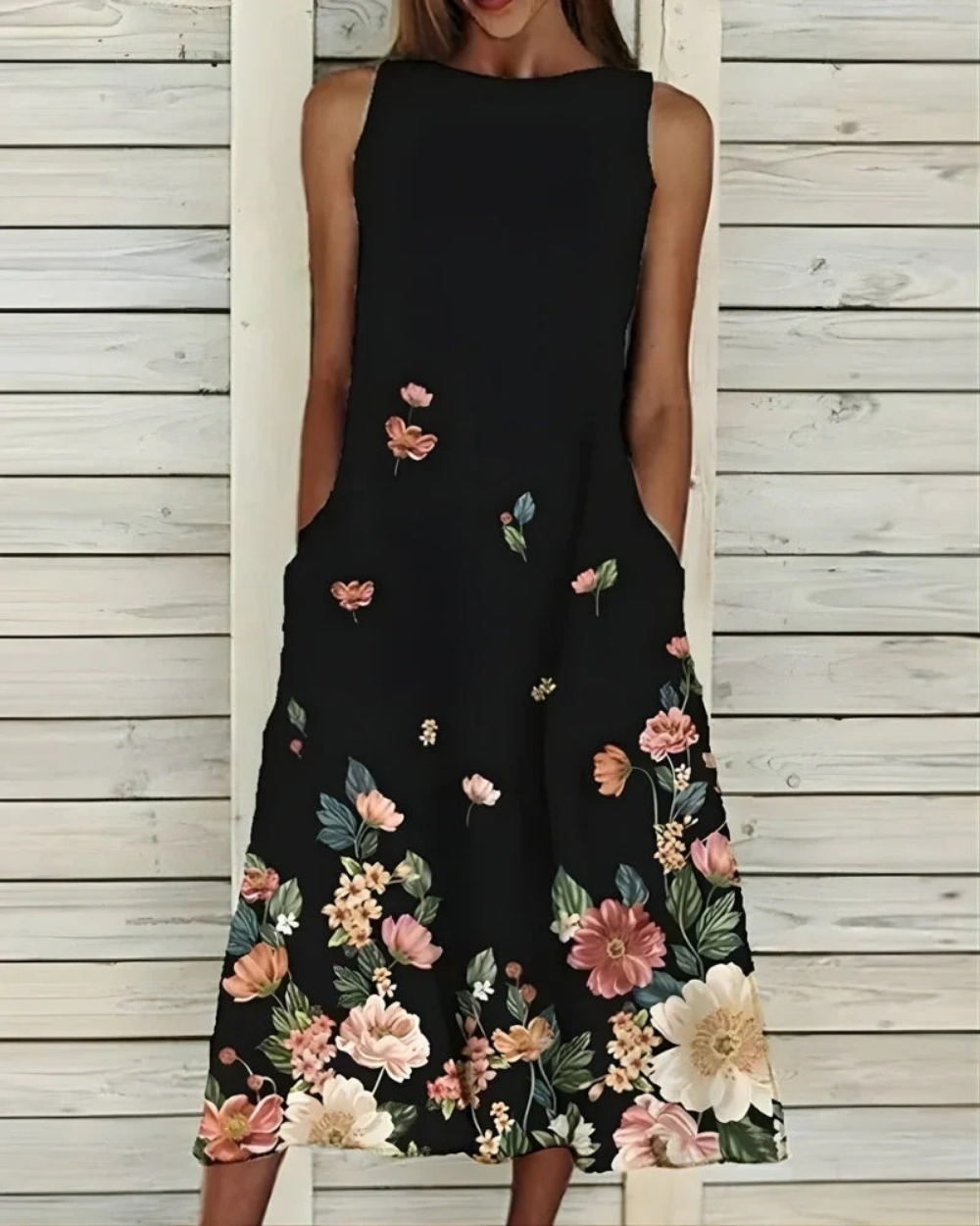 Festliches Sommerkleid für Damen mit Blumenmuster | Midi