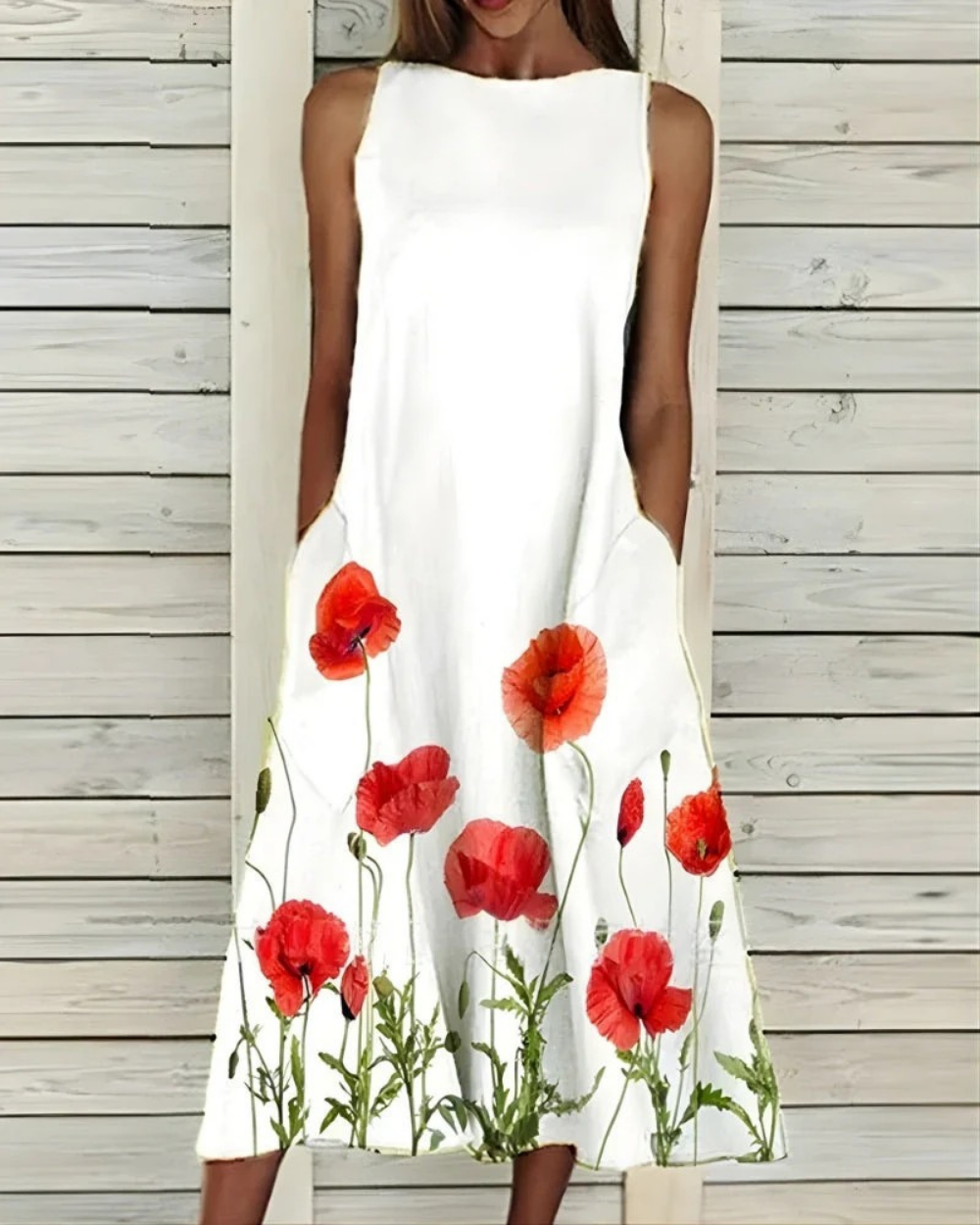 Festliches Sommerkleid für Damen mit Blumenmuster | Midi