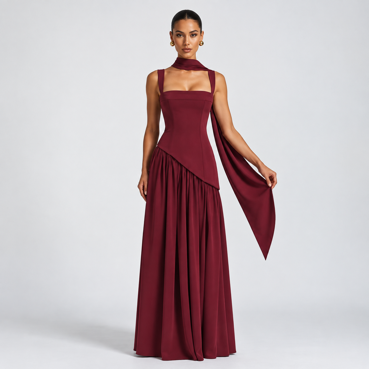 Fia | Damen Stilvolles Maxikleid Ohne Ärmel