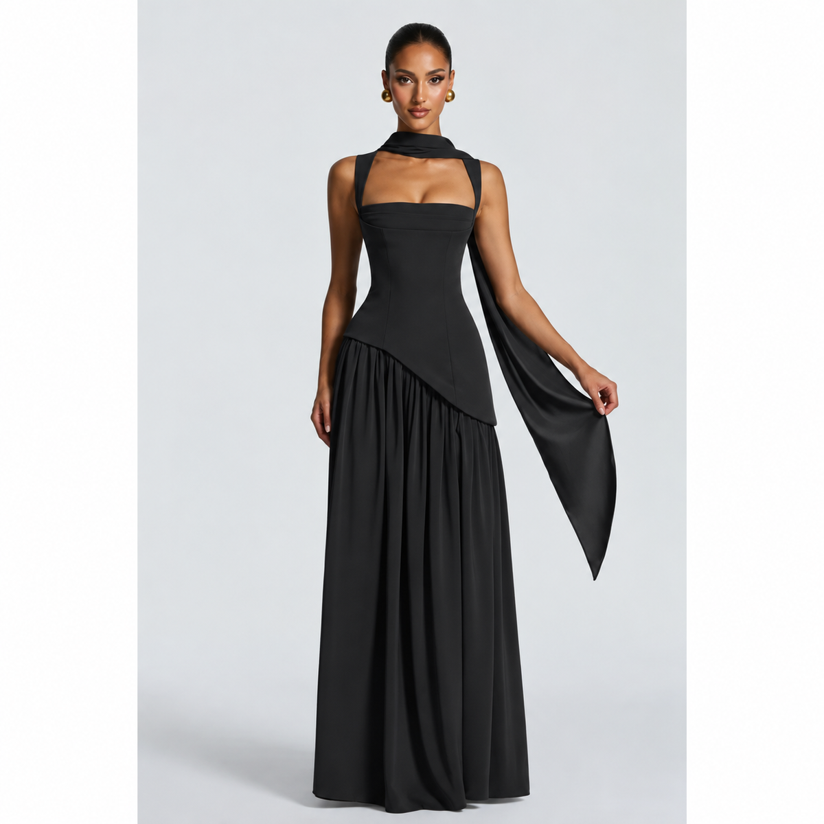 Fia | Damen Stilvolles Maxikleid Ohne Ärmel