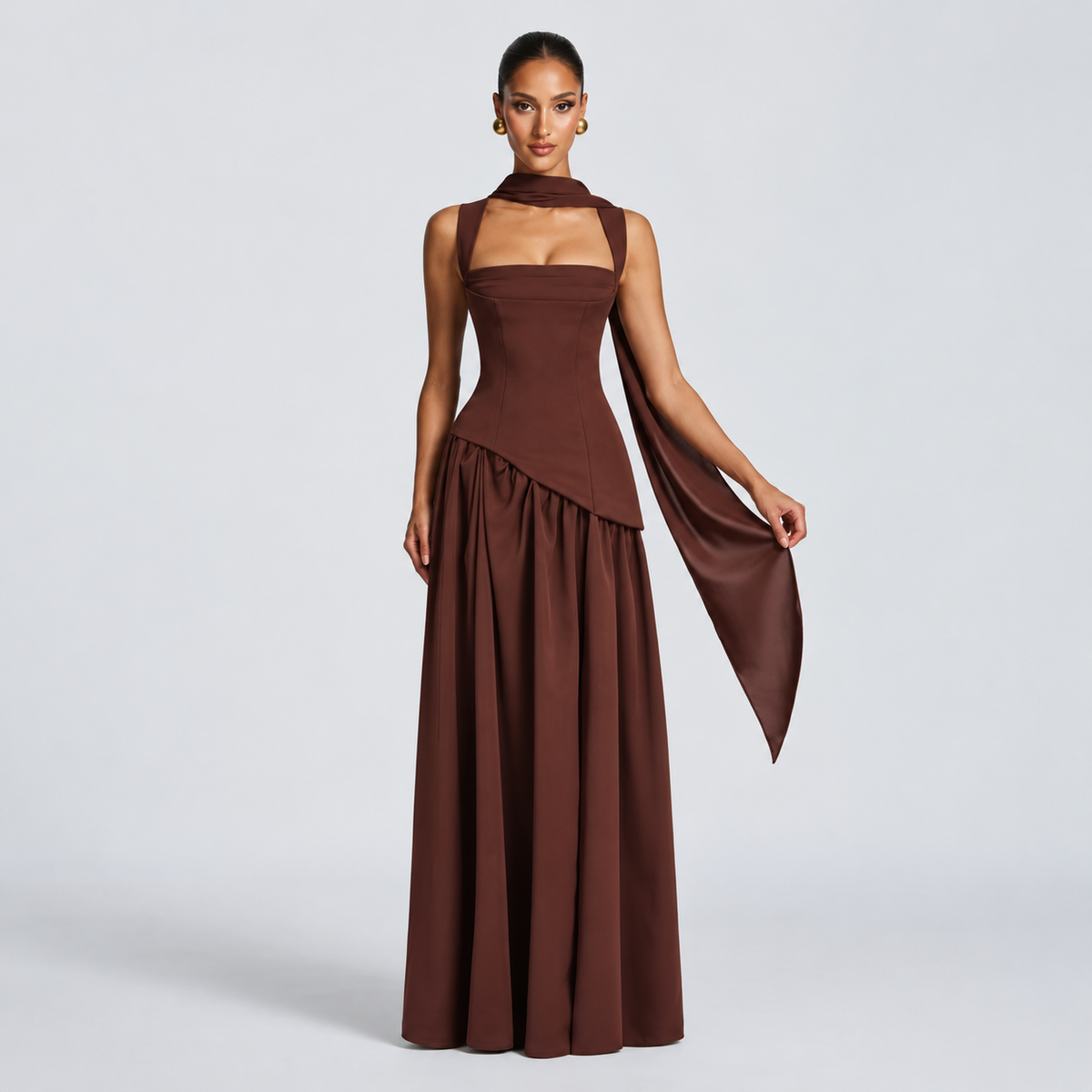 Fia | Damen Stilvolles Maxikleid Ohne Ärmel