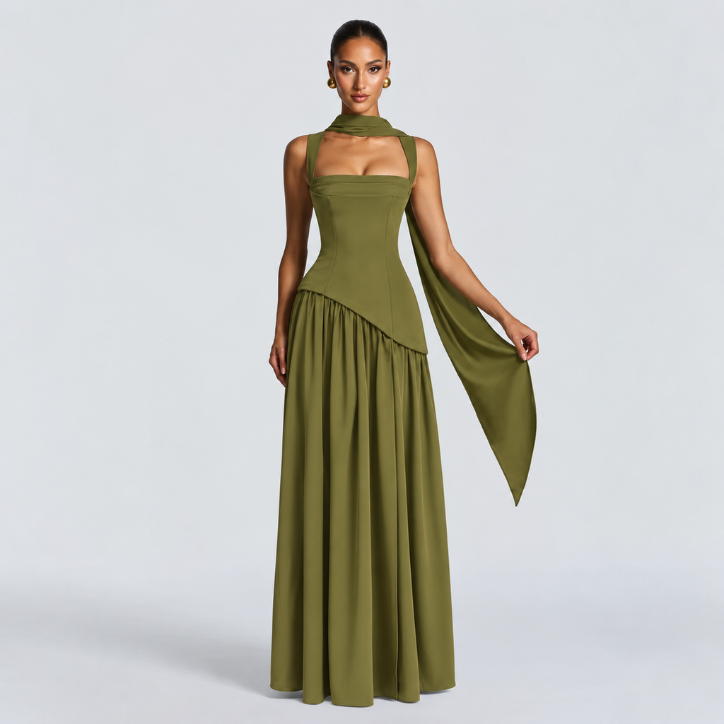 Fia | Damen Stilvolles Maxikleid Ohne Ärmel