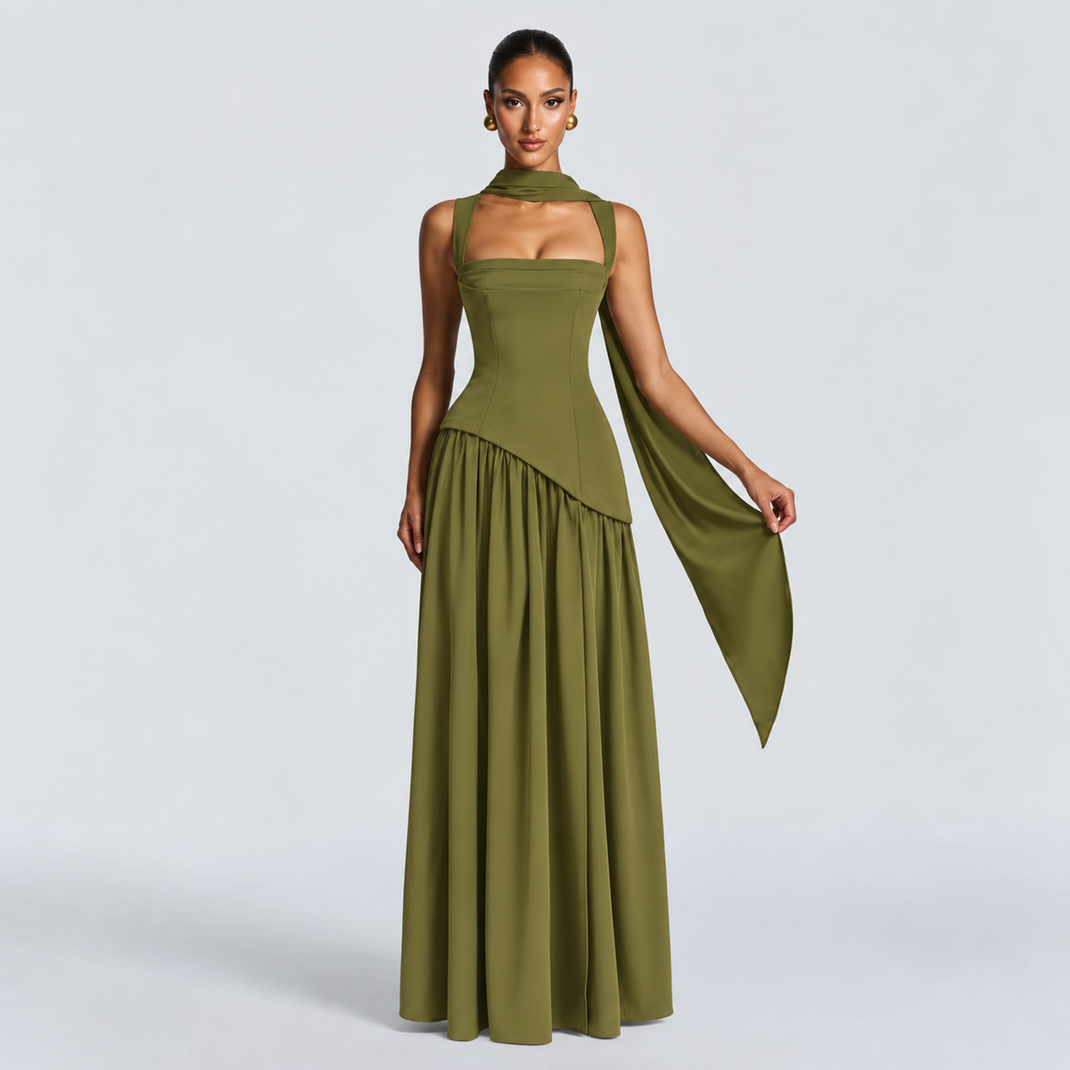 Fia | Damen Stilvolles Maxikleid Ohne Ärmel
