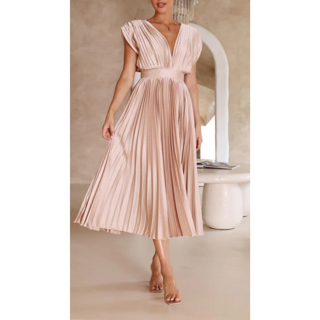Finja | Damen Maxi Kleid Mit Falten Für Alltag