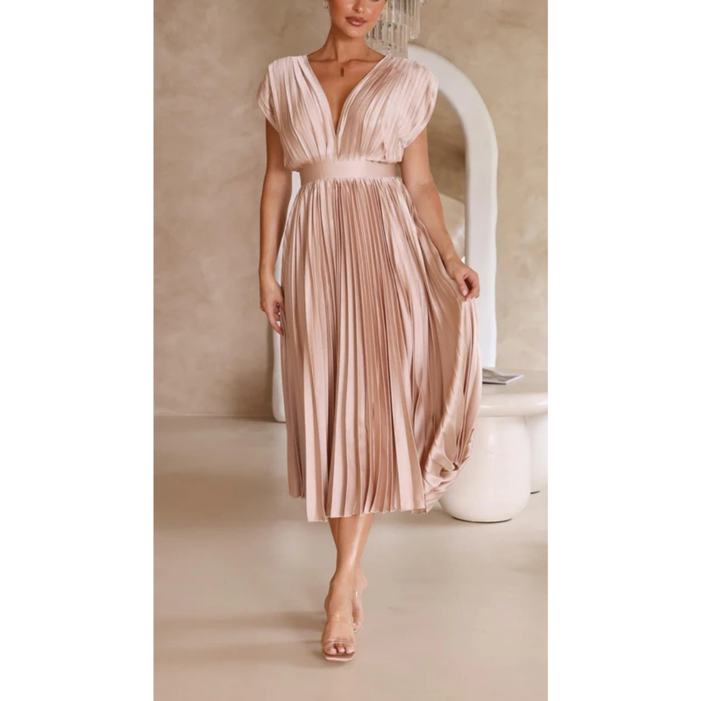 Finja | Damen Maxi Kleid Mit Falten Für Alltag