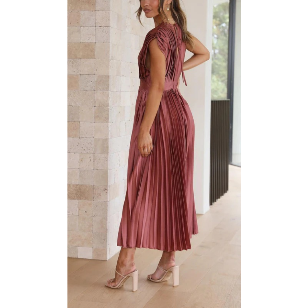 Finja | Damen Maxi Kleid Mit Falten Für Alltag