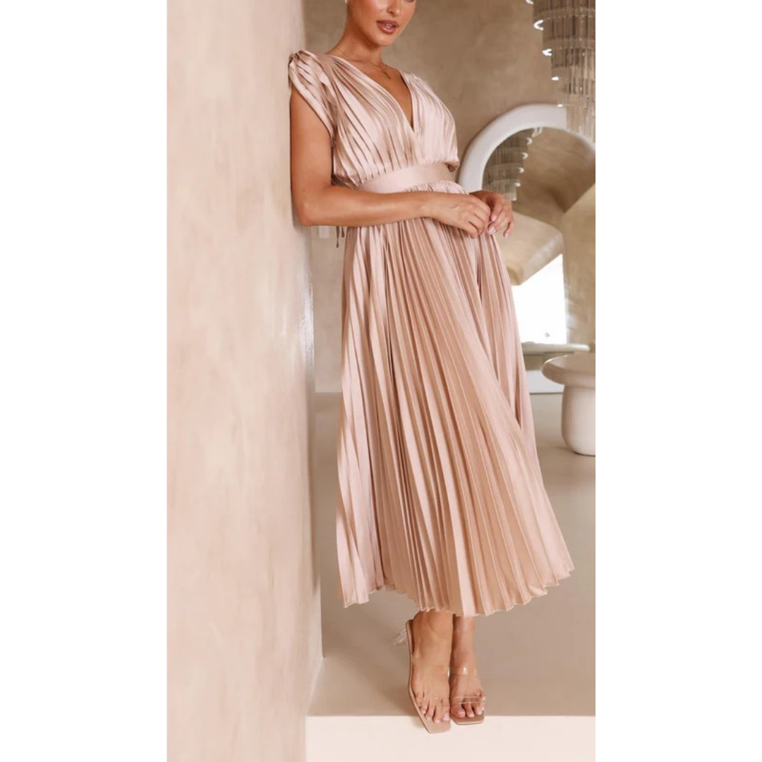 Finja | Damen Maxi Kleid Mit Falten Für Alltag