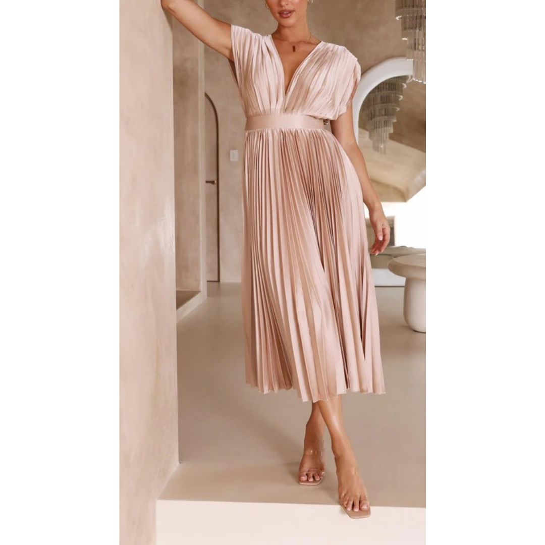 Finja | Damen Maxi Kleid Mit Falten Für Alltag