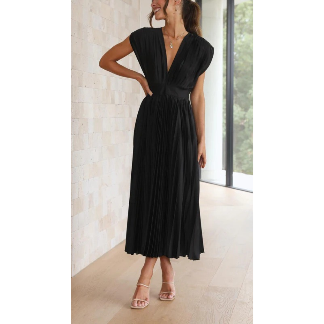Finja | Damen Maxi Kleid Mit Falten Für Alltag