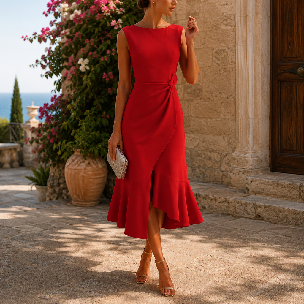 Finja | Damen Midi Kleid Mit Weiter Form Für Hochzeit