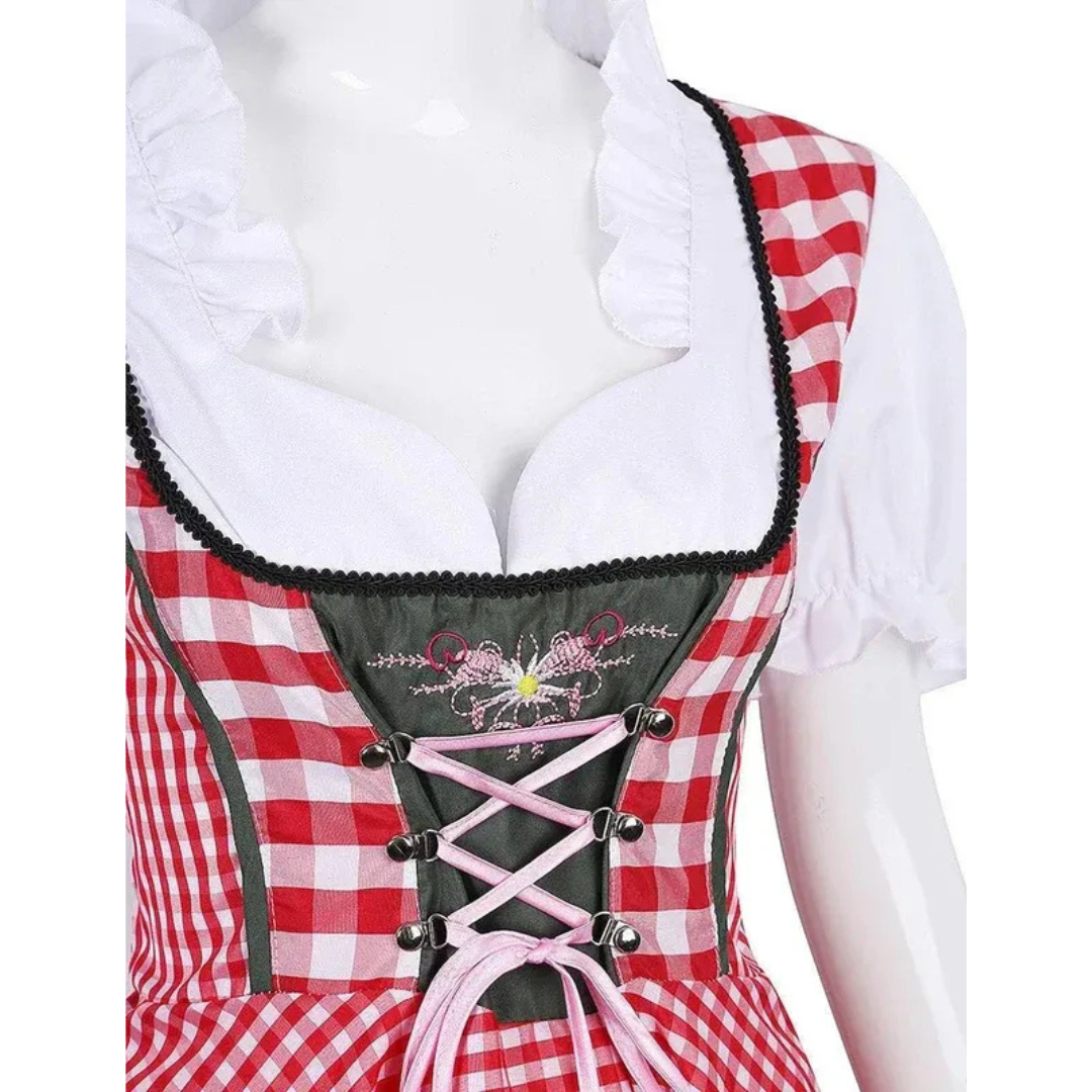 Fiona | Damen Kariertes Oktoberfest Dirndl mit Karomuster