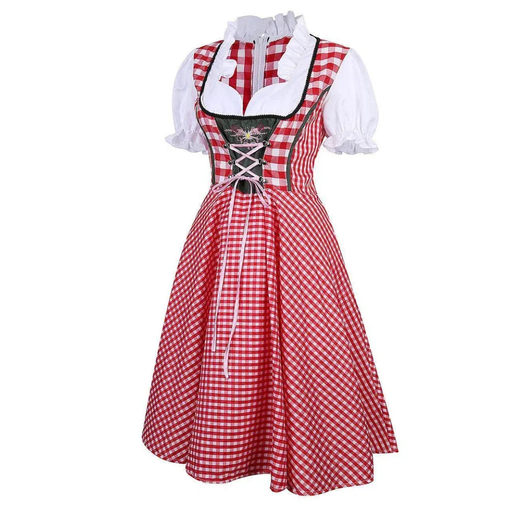 Fiona | Damen Kariertes Oktoberfest Dirndl mit Karomuster