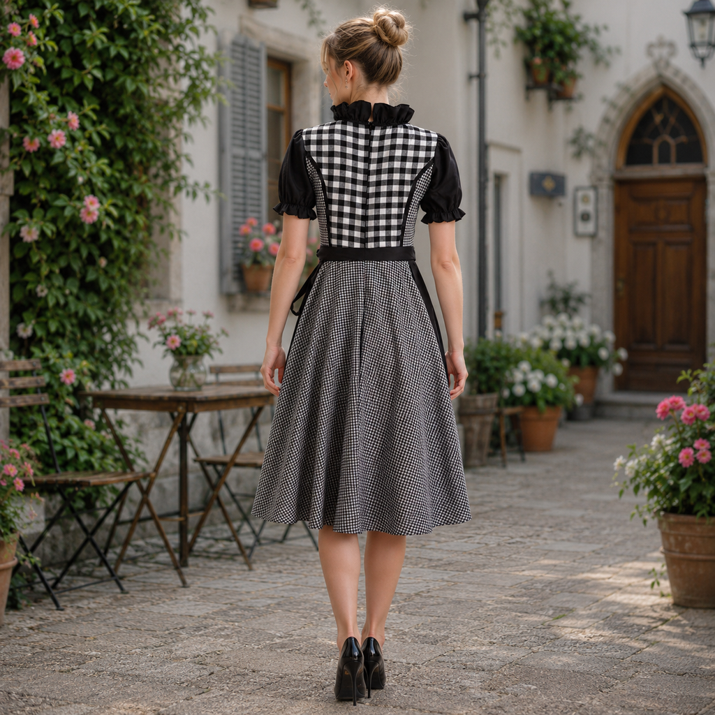 Fiona | Damen Kariertes Oktoberfest Dirndl mit Karomuster