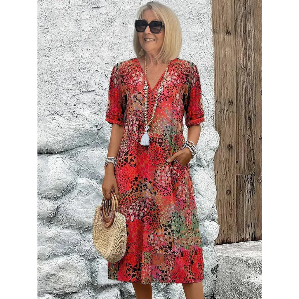 Florentina | Damen Stilvolles Sommerkleid Floral Komfort