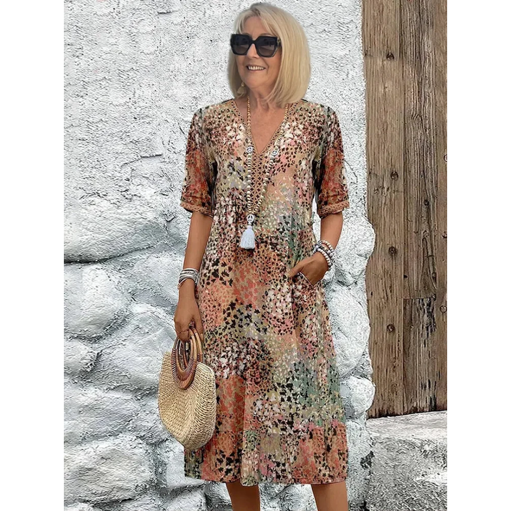 Florentina | Damen Stilvolles Sommerkleid Floral Komfort