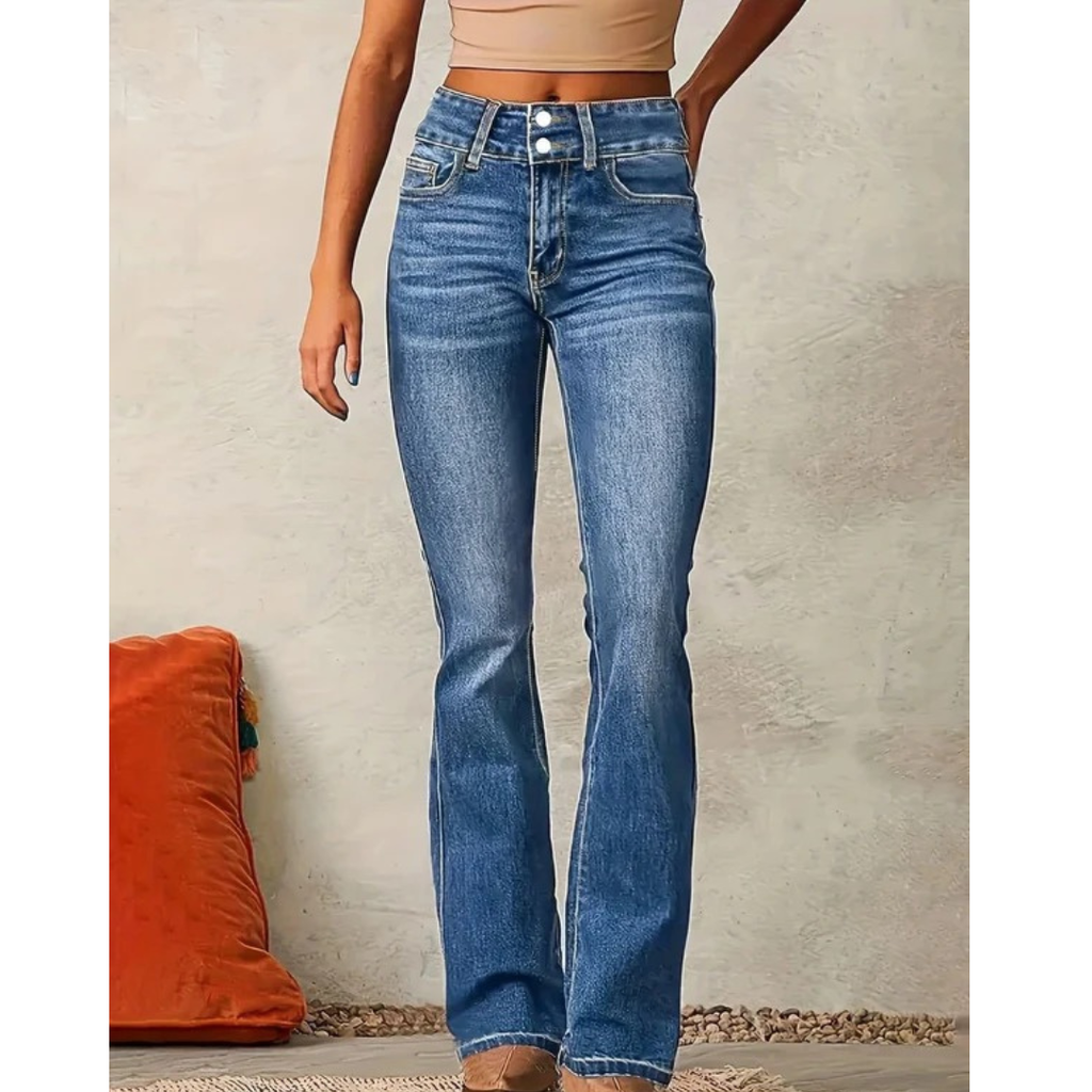Franziska | Damen Blaue High Waist Flared Jeans