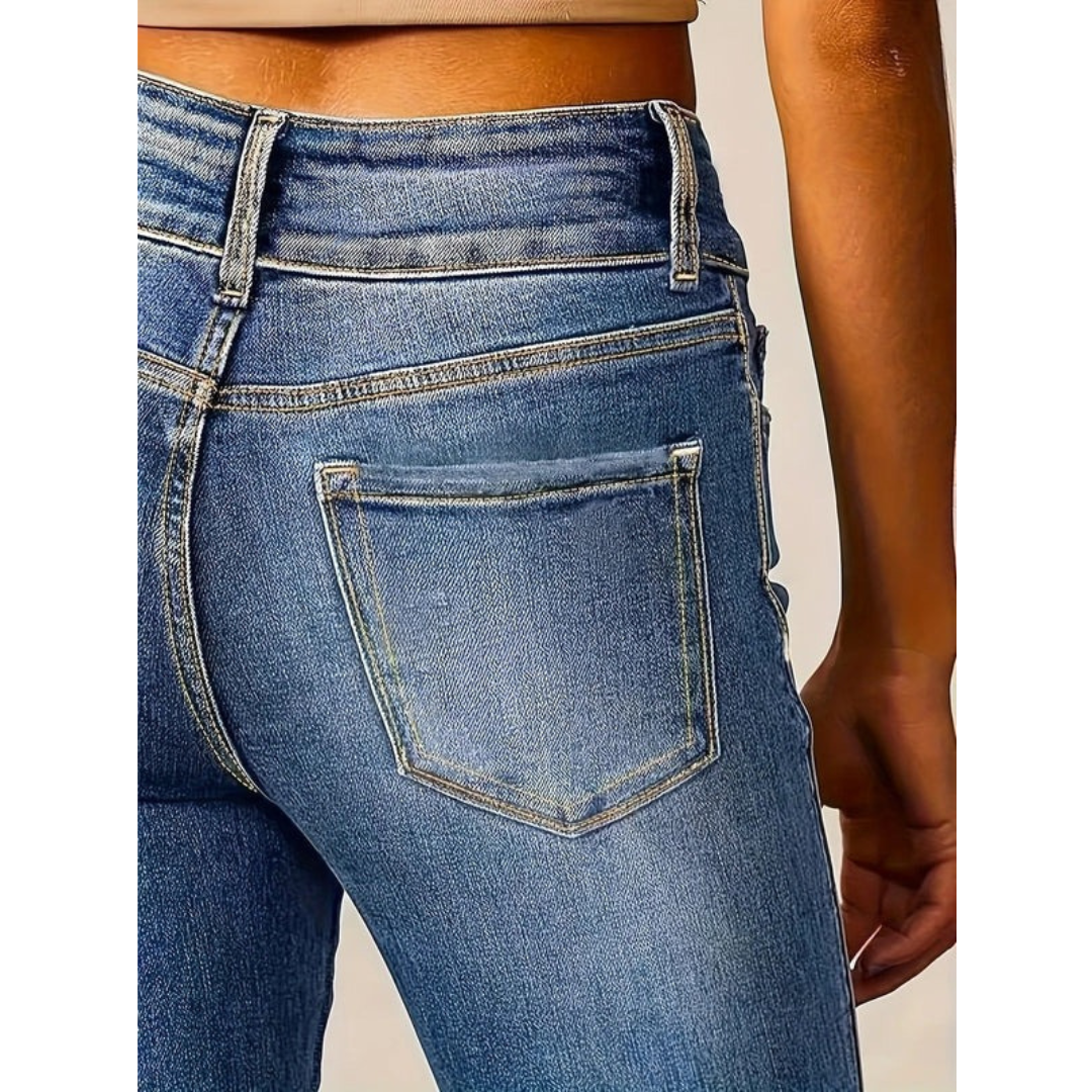 Franziska | Damen Blaue High Waist Flared Jeans