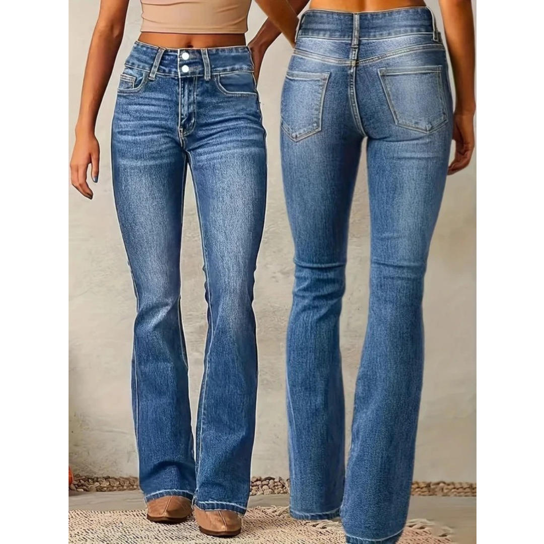 Franziska | Damen Blaue High Waist Flared Jeans