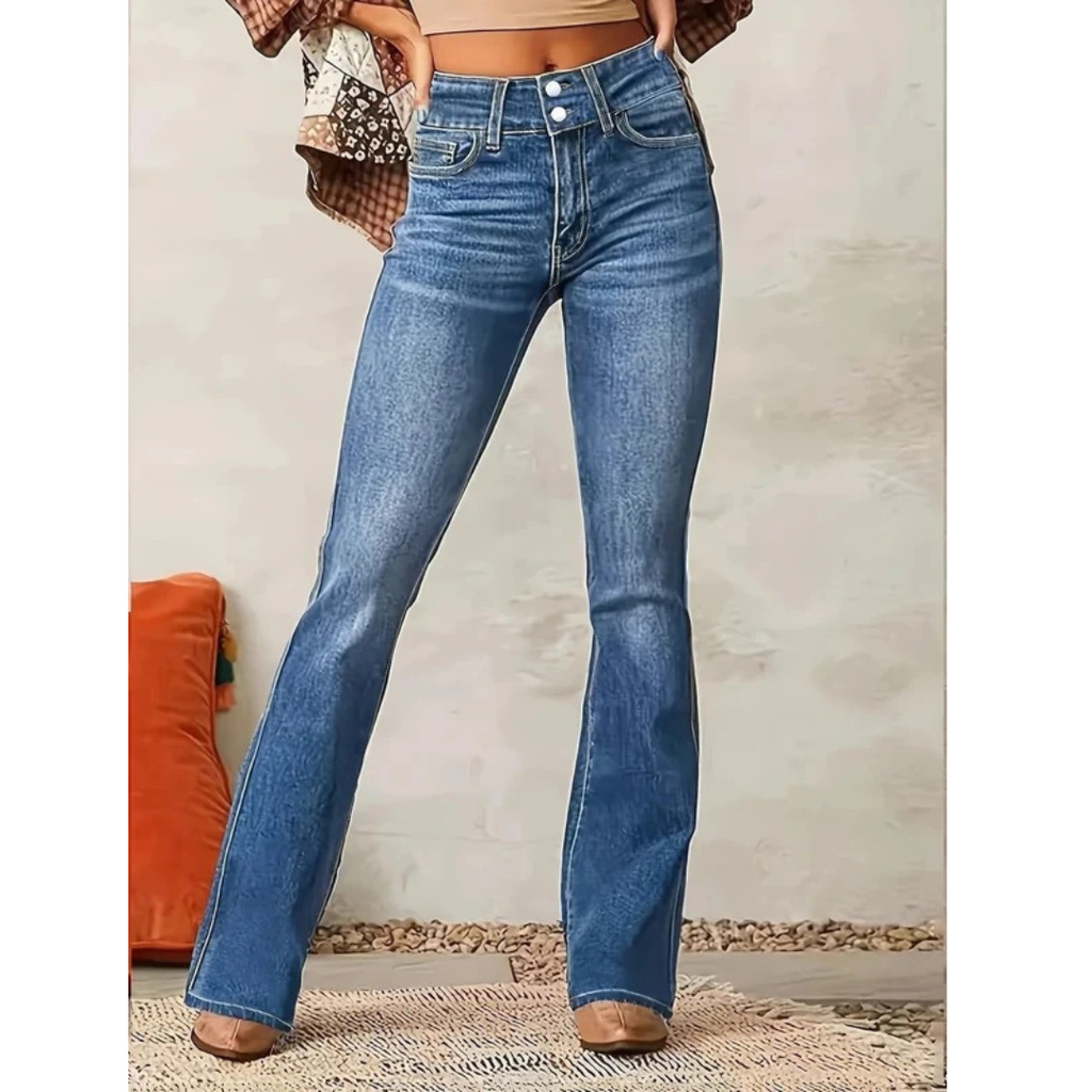 Franziska | Damen Blaue High Waist Flared Jeans