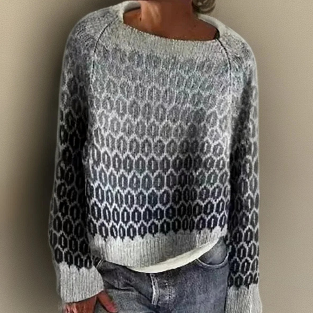 Franziska | Damen Grau Langarm Strickpullover