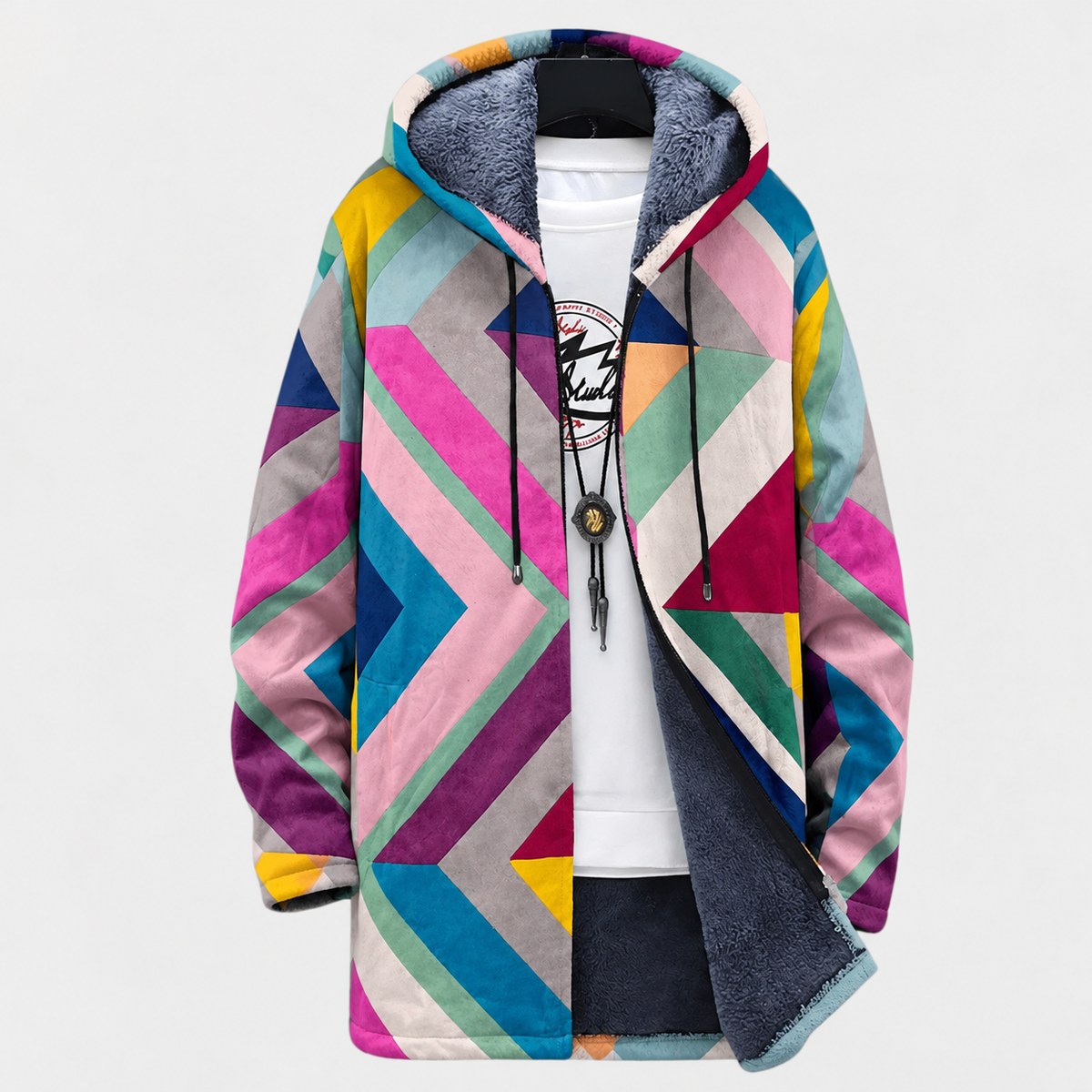 Franziska | Damen Langer Hoodie mit Muster