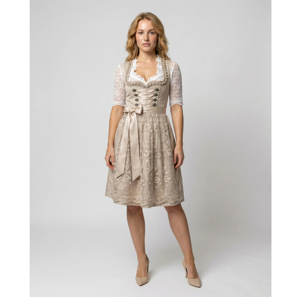 Frieda | Damen Beiges Wiesn Dirndl