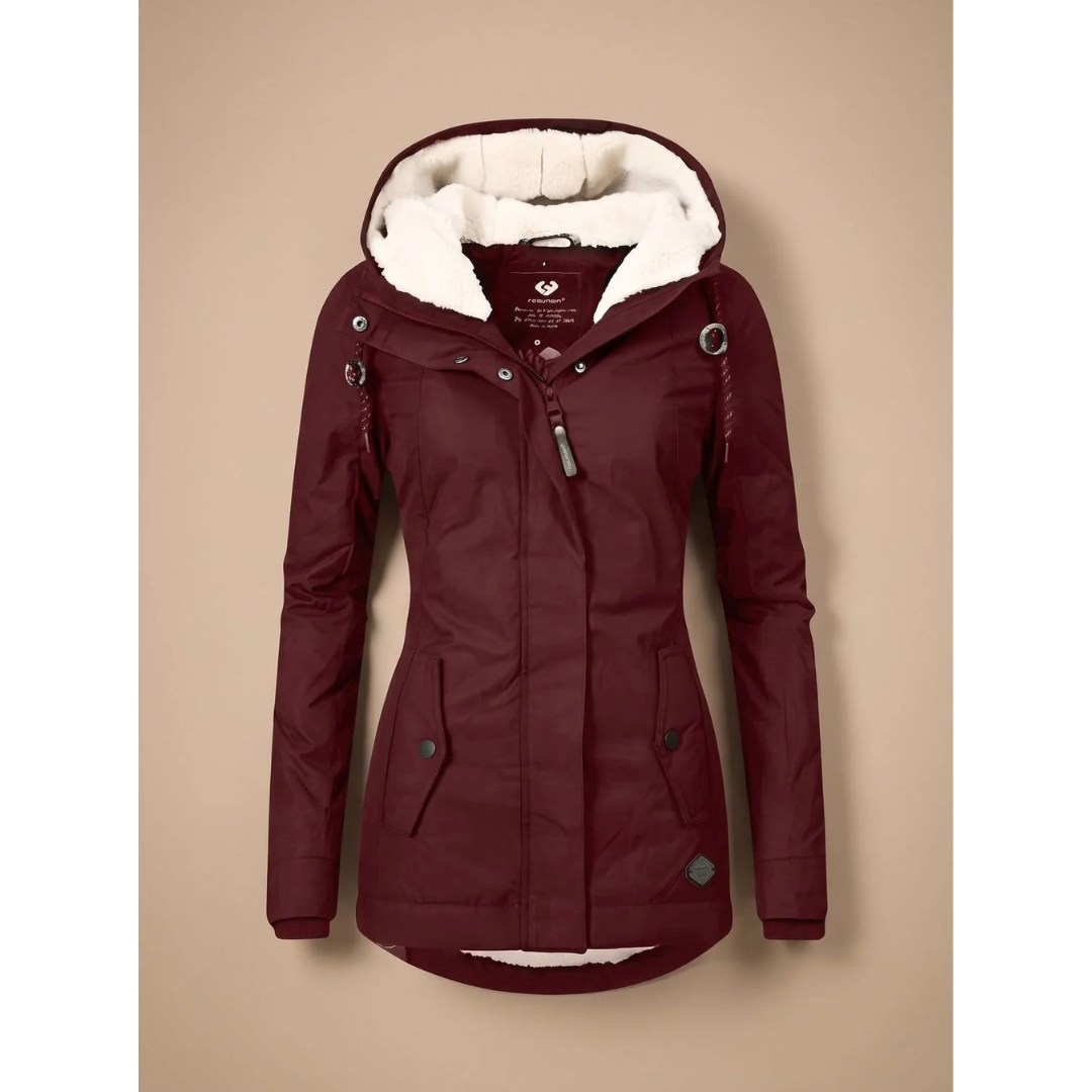 Frieda | Damen Wasserdichte Winterjacke mit Kapuze und Reißverschluss