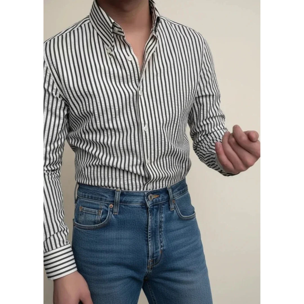 Friedhelm | Herren Hemd Langarm Streifen Elegant