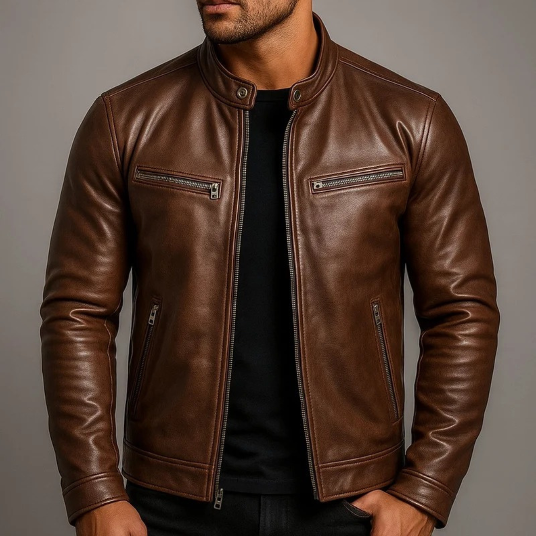 Friedrich | Herren Vintage Biker Jacke aus Kunstleder