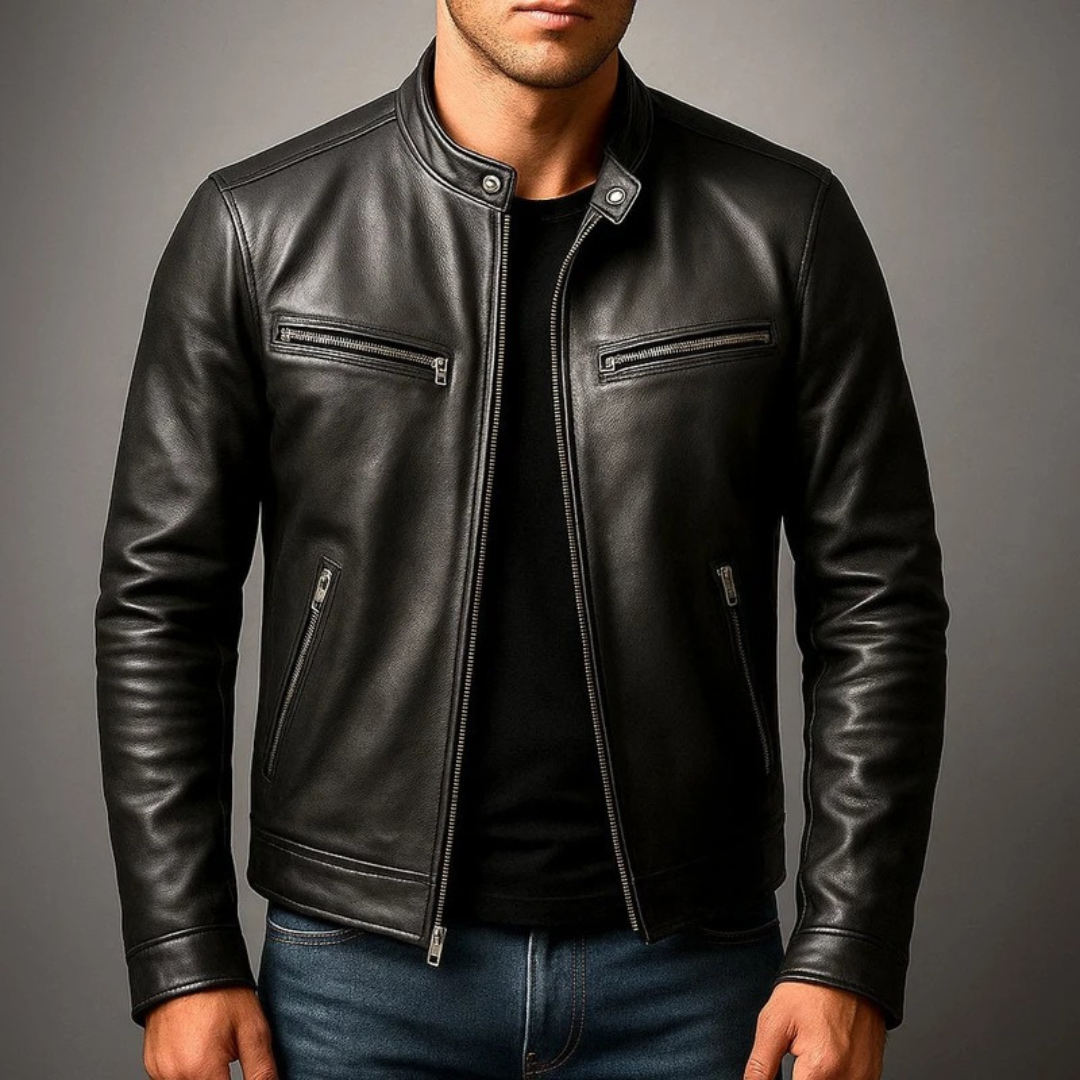 Friedrich | Herren Vintage Biker Jacke aus Kunstleder