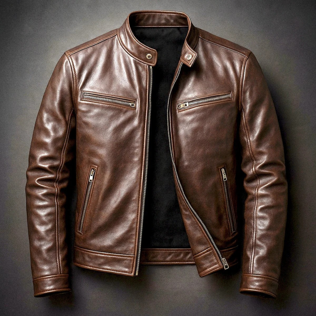 Friedrich | Herren Vintage Biker Jacke aus Kunstleder
