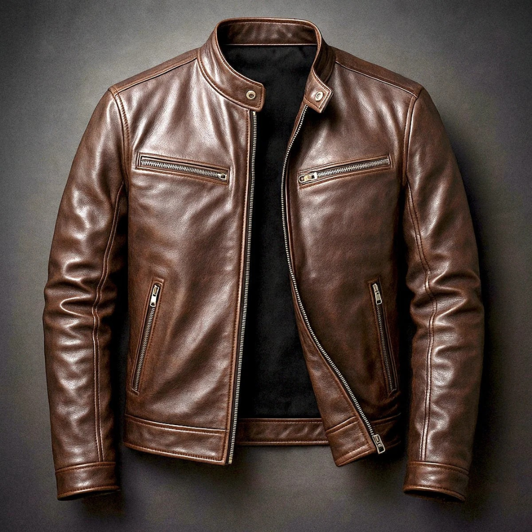 Friedrich | Herren Vintage Biker Jacke aus Kunstleder
