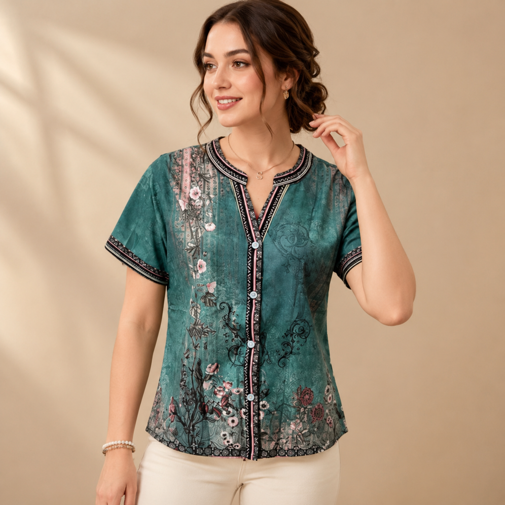 Fritzi | Damen Kurzarmbluse Floral