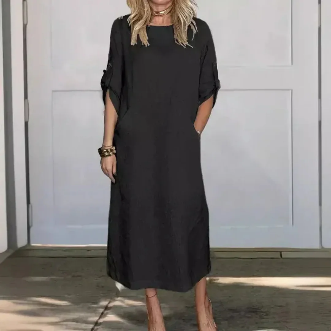Gabriela | Damen Modernes Sommerkleid Midi Boho A-Linie