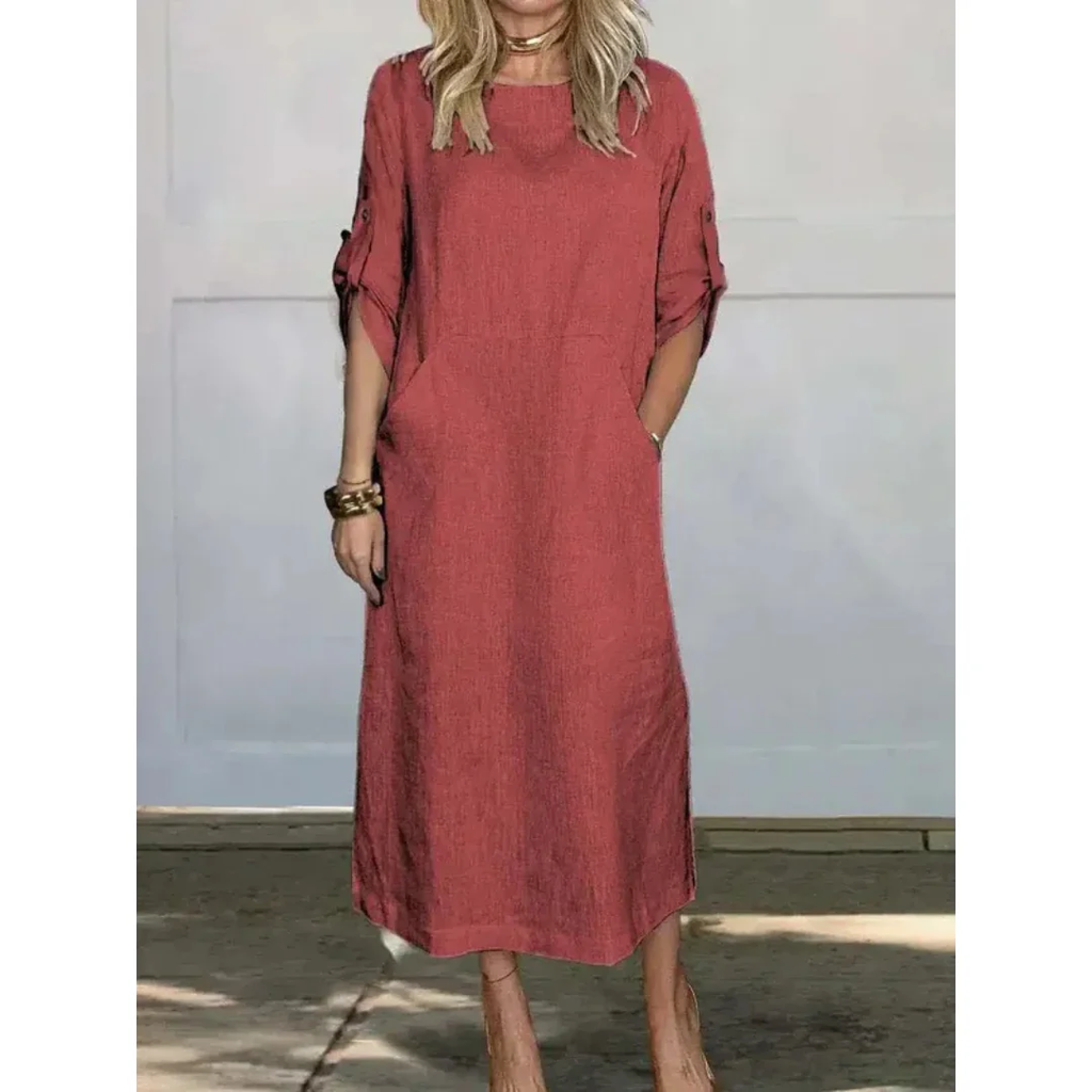 Gabriela | Damen Modernes Sommerkleid Midi Boho A-Linie