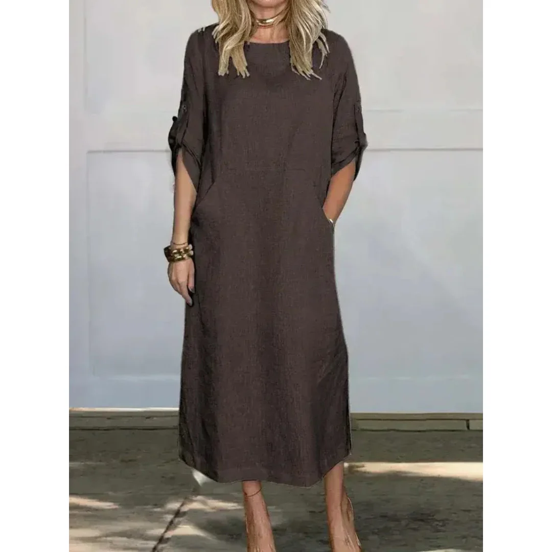 Gabriela | Damen Modernes Sommerkleid Midi Boho A-Linie