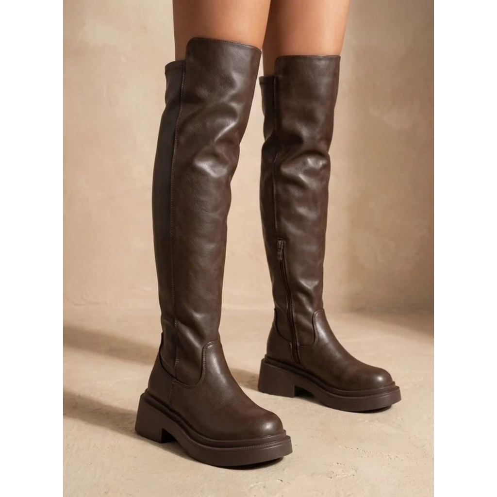 Gabriela | Damen Orthopädische Stiefel mit flacher Form und langem Schaft