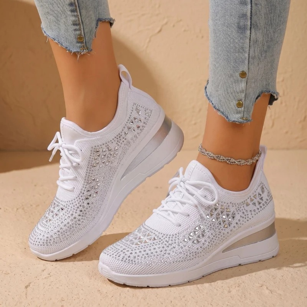Gabriele | Damen Orthopädische Sneaker mit Strass und Schnürschuh Design