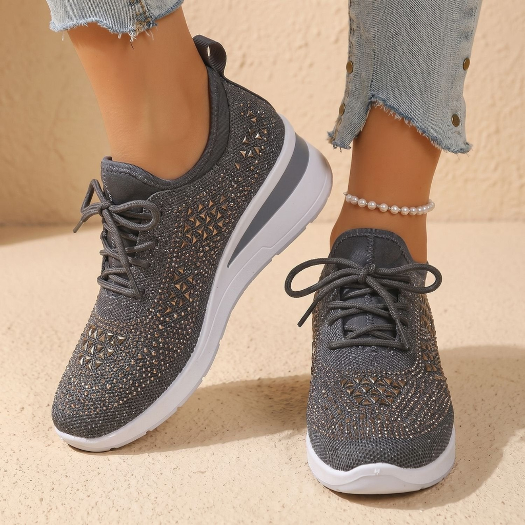 Gabriele | Damen Orthopädische Sneaker mit Strass und Schnürschuh Design