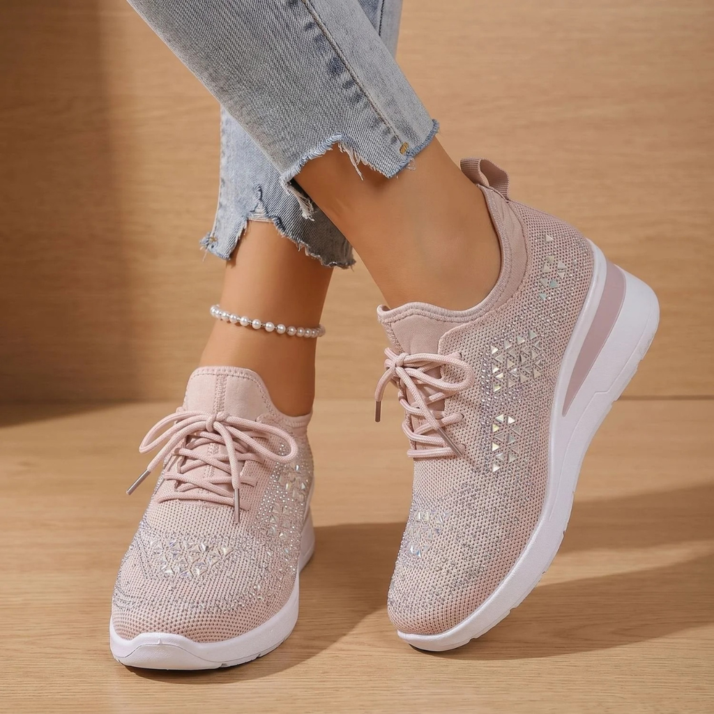 Gabriele | Damen Orthopädische Sneaker mit Strass und Schnürschuh Design